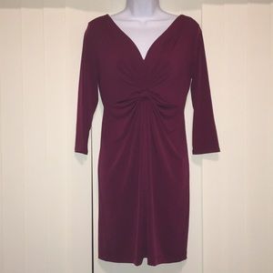 Forever 21 Silky Puckered Front Burgundy Dress